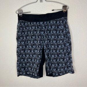 Lululemon Mens M Lined T.H.E. Shorts 9” Inseam Geometric Print Blue Black Men's